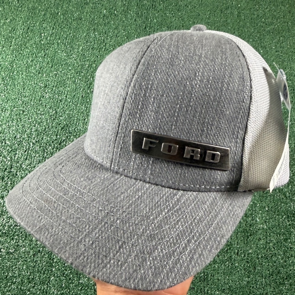 Ford Trucker Hat Mens OSFA Gray Good Metal Logo Mesh Back Adjustable